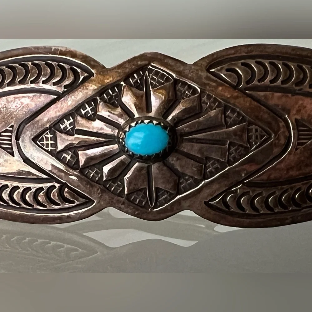 🪙💎Turquoise & Sterling Silver Barrette | Vintage Southwestern / Navajo Design